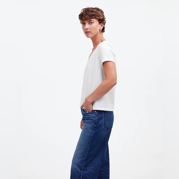 Madewell | 2023 Relaxed Classic 100% Cotton White V-Neck Tee Size Large - Picture 4 of 12